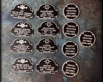 Wargaming Token Set – Sci Fi Tabletop Miniature Game Accessories – Chaotic Battle Brothers - Warp Detachment – 10th Edition Compatible