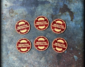 Wargaming Token Set – Sci Fi Tabletop Miniature Game Accessories – World Devourers Objective Controlled – 10th Edition Compatible (Set of 6)