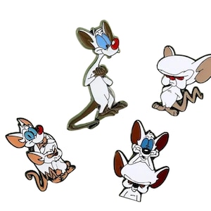Pinky and The Brain Pin, Pinky Pins, The Brain Pins, 90s Pins,90s Nostalgia, 90s Merch, 90s Gift, Pinky and the Brain, The Brain Enamel Pin