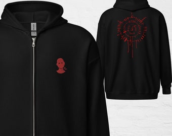 Astarion sin sangre bordado - Sudadera con capucha unisex con cremallera - Baldur's Gate 3 (múltiples colores)