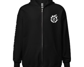 Logotipo de FFXIV con GNB - Sudadera unisex con cremallera - Título japonés en la manga derecha