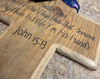 Barn wood Cross with John 15:13