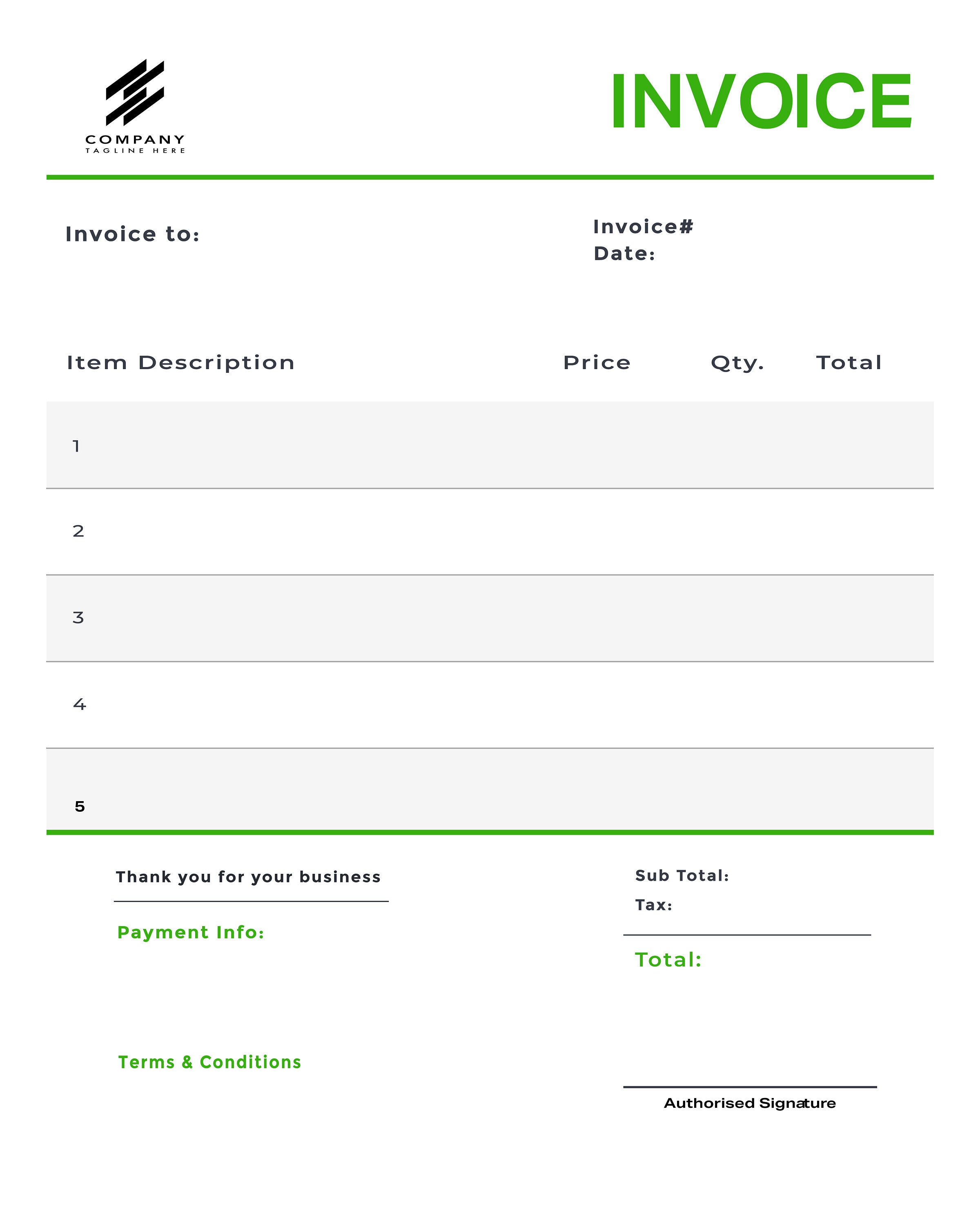 Invoice Template Printable Customer Invoice Fillable Pdf Etsy