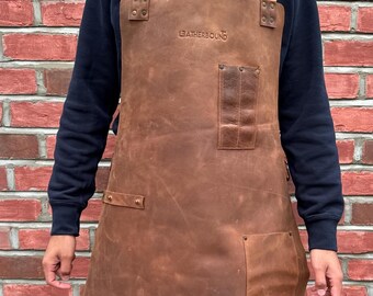 Delantal de trabajo 100% Cuero / Muy Suave (Carpinteros / Soldadores / Ebanistas / Manitas / Carniceros / Artistas)