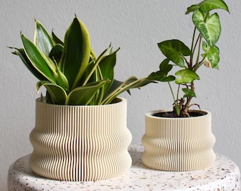 Set of 2 plant pots HOMER almond cream 3Dprinted