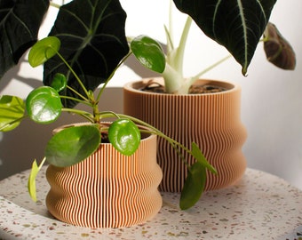 Set of 2 plant pots HOMER Blumentöpfe 2er Set Indoor Übertopfe Plant pots printed in wood or white