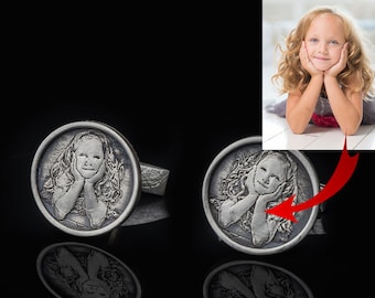 925 Silver Custom Photo Cufflinks Personalized Relief (Embossed) Gift, Jewelery Cufflinks Engraved with your Picture