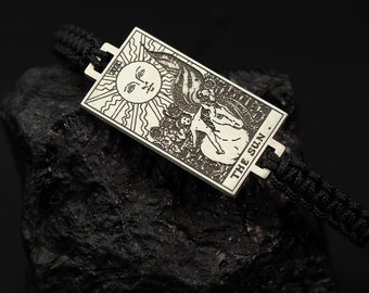 ASTROLOGY Bracelet, TAROT Card BRACELET, Silver Bracelet, 925 Silver Astrology Tarot Cards Major Arcana, Delicate Engraved Bracelet