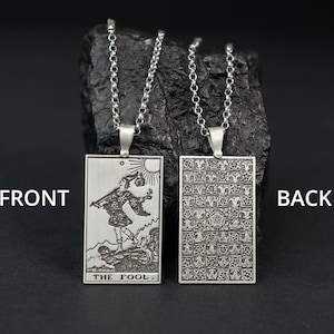 The Fool Tarot Necklace - 925 Silver, Tarot Cards Major Arcana Necklace, Minimalist Mystical Tarot Pendant Jewelry, Rider Waite Tarot Deck