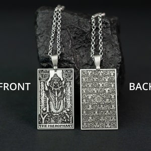 The Hierophant Tarot Necklace - 925 Silver, Tarot Cards Major Arcana Necklace, Minimalist Tarot Pendant Jewelry, Rider Waite Tarot Deck