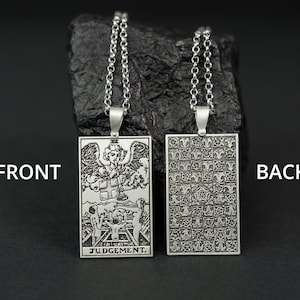 Judgement Tarot Necklace - 925 Silver, Tarot Cards Major Arcana Necklace, Minimalist Tarot Pendant Jewelry, Rider Waite Tarot Deck