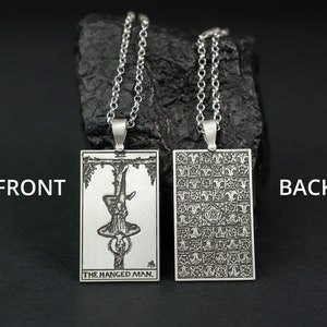 The Hanged Man Tarot Necklace - 925 Silver, Tarot Cards Major Arcana Necklace, Minimalist Tarot Pendant Jewelry, Rider Waite Tarot Deck