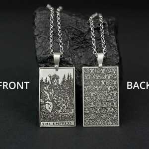 The Empress Tarot Necklace - 925 Silver, Tarot Cards Major Arcana Necklace, Minimalist Tarot Pendant Jewelry, Rider Waite Tarot Deck