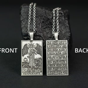 Temperance Tarot Necklace - 925 Silver, Tarot Cards Major Arcana Necklace, Minimalist Tarot Pendant Jewelry, Rider Waite Tarot Deck