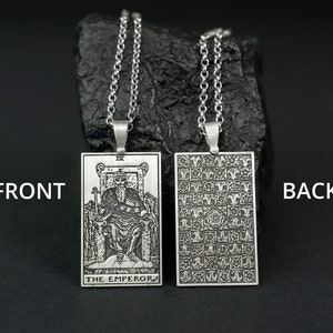 The Emperor Tarot Necklace - 925 Silver, Tarot Cards Major Arcana Necklace, Minimalist Tarot Pendant Jewelry, Rider Waite Tarot Deck