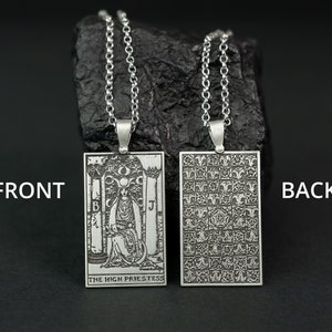 The High Priestess Tarot Necklace - 925 Silver, Tarot Cards Major Arcana Necklace, Minimalist Tarot Pendant Jewelry, Rider Waite Tarot Deck
