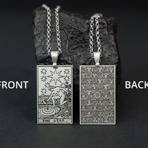 The Star Tarot Necklace - 925 Silver, Tarot Cards Major Arcana Necklace, Minimalist Tarot Pendant Jewelry, Rider Waite Tarot Deck