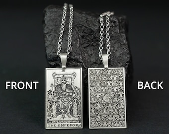 The Emperor Tarot Necklace - 925 Silver, Tarot Cards Major Arcana Necklace, Minimalist Tarot Pendant Jewelry, Rider Waite Tarot Deck