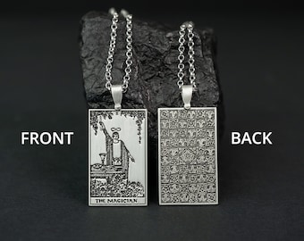 The Magician Tarot Necklace - 925 Silver, Tarot Cards Major Arcana Necklace, Mystical Tarot Pendant Jewelry, Rider Waite Tarot Deck