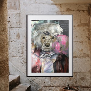 Zwei Hunde Digitale Street Art, druckbare Wanddekoration, Digitaler Download