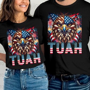 Patriotic Hawk Tuah PNG, American Flag Eagle, 4th of July Digital Art