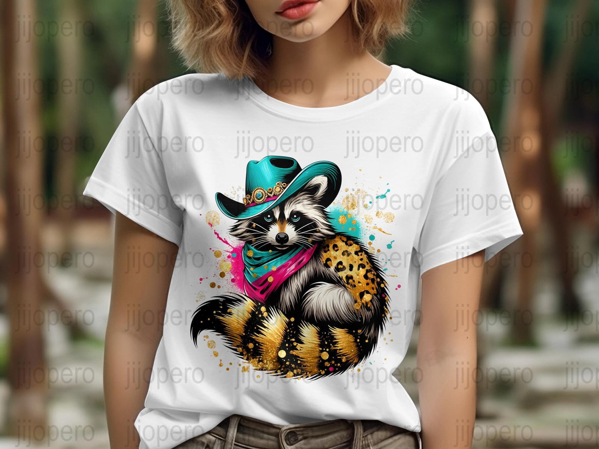 Cowboy Raccoon Digital Art PNG, Western Animal Illustration, Colorful ...