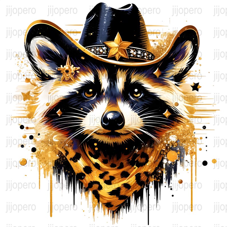Western Sheriff Raccoon PNG, Digital Art Download, Cowboy Hat Animal ...