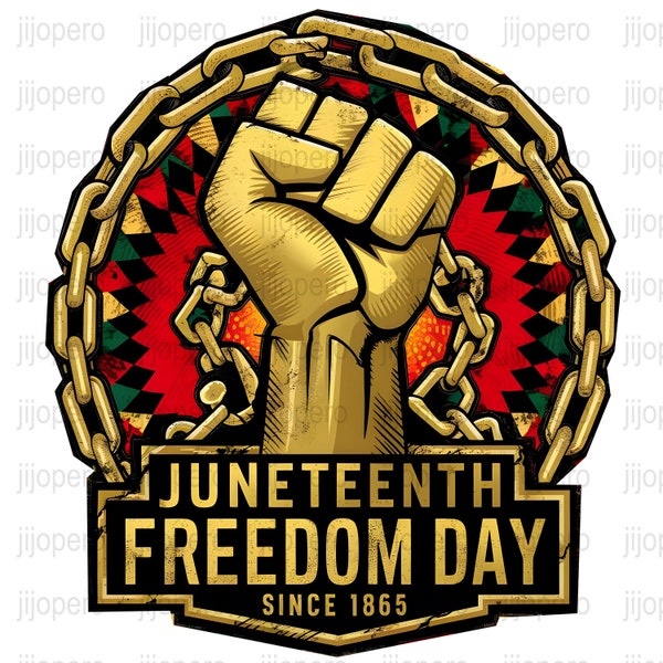 Juneteenth Freedom Day Digital Art, Vintage Fist Emblem PNG, African American History, Civil Rights Symbol Download