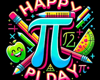 PNG Pi Day Celebration, Happy Pi Day Digital Download, Math Geek Colorful Art, Teacher Classroom Decor, Educational Printable
