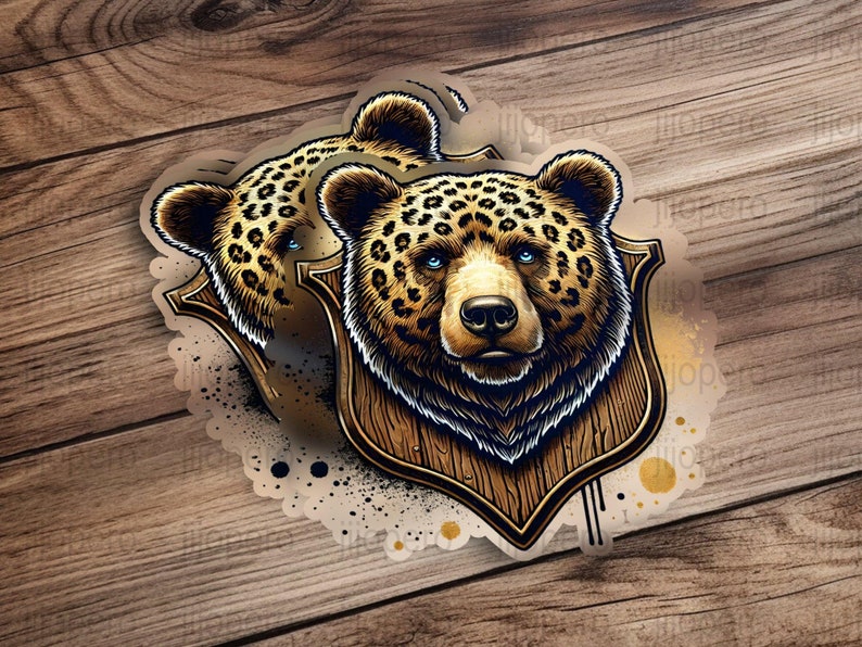 Vintage Bear Illustration PNG, Bear Head Art Printable, Wildlife Wall