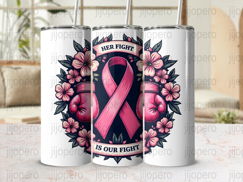 Breast Cancer Awareness PNG, Pink Ribbon Boxing Gloves Floral Design