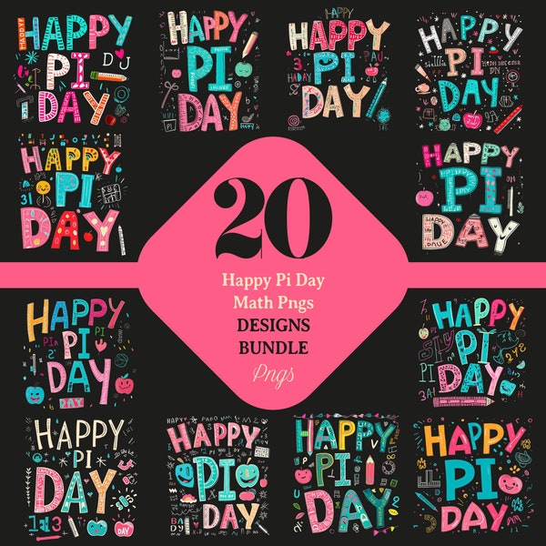 PNG Pi Day Digital Download, Colorful Happy Pi Day Illustration, Math Geek Celebration Art