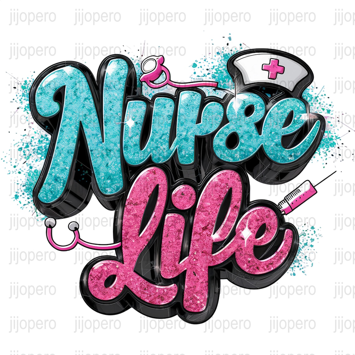 Nurse Life Glitter Design PNG, Colorful Nursing Digital Art, Nurse ...