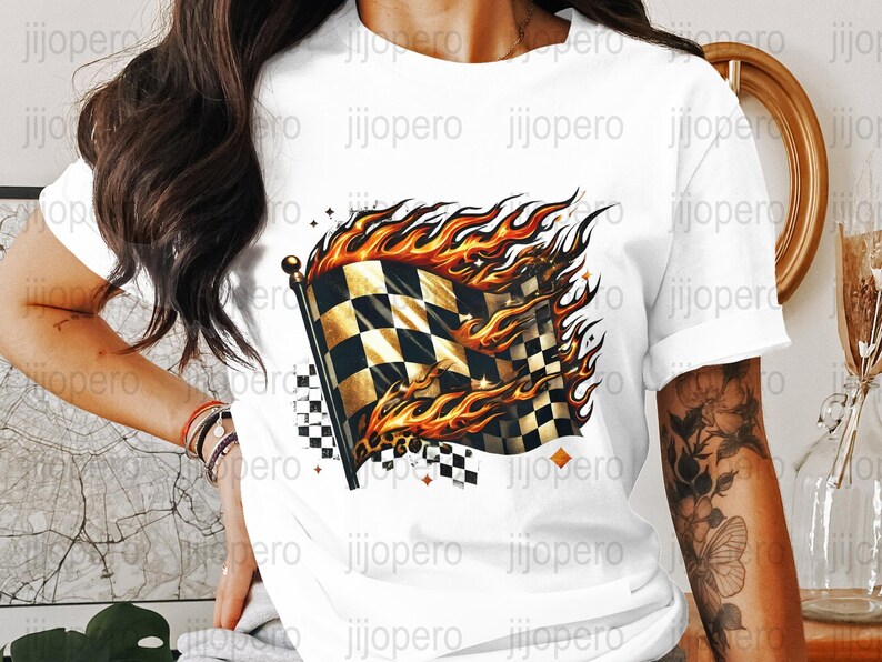 Flaming Race Car Checkered Flag PNG, Racing Flag Clipart, Race Car