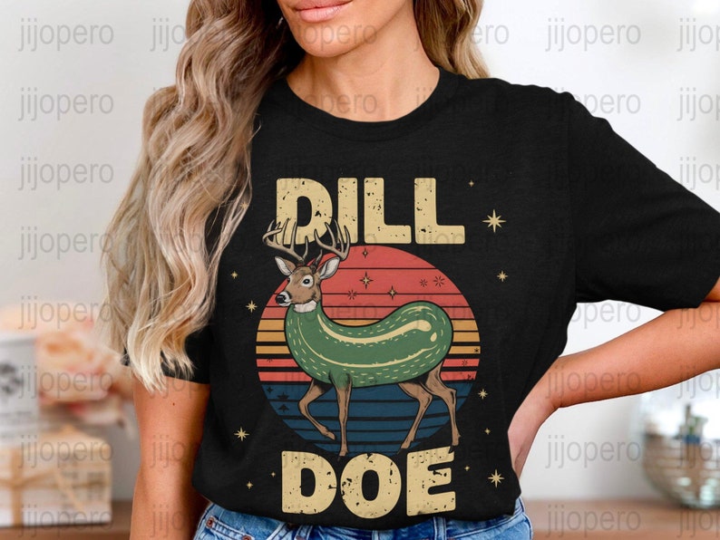 Funny Dill Doe Deer, PNG Printable Art, Retro Style Humorous Deer With