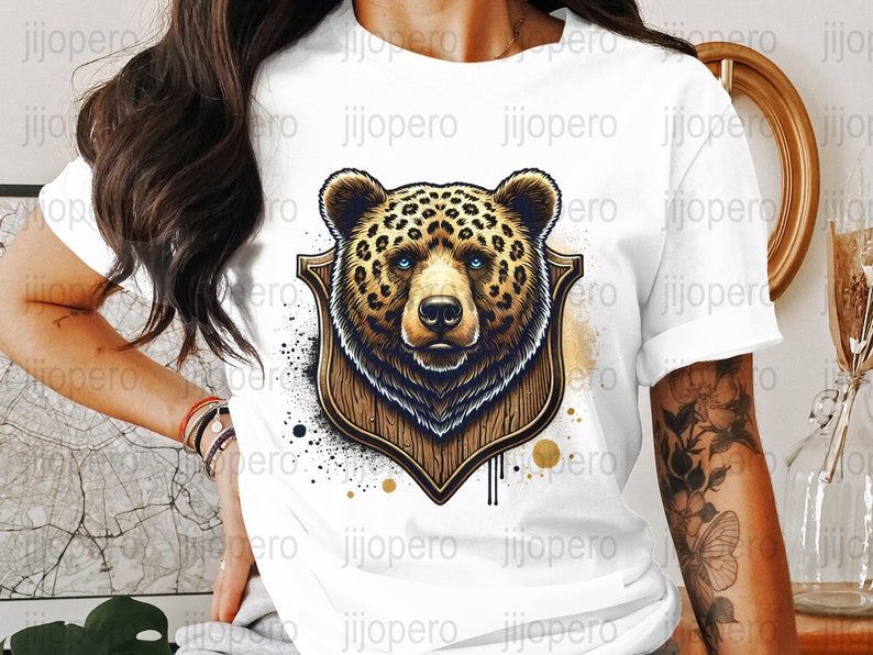 Vintage Bear Illustration PNG, Bear Head Art Printable, Wildlife Wall