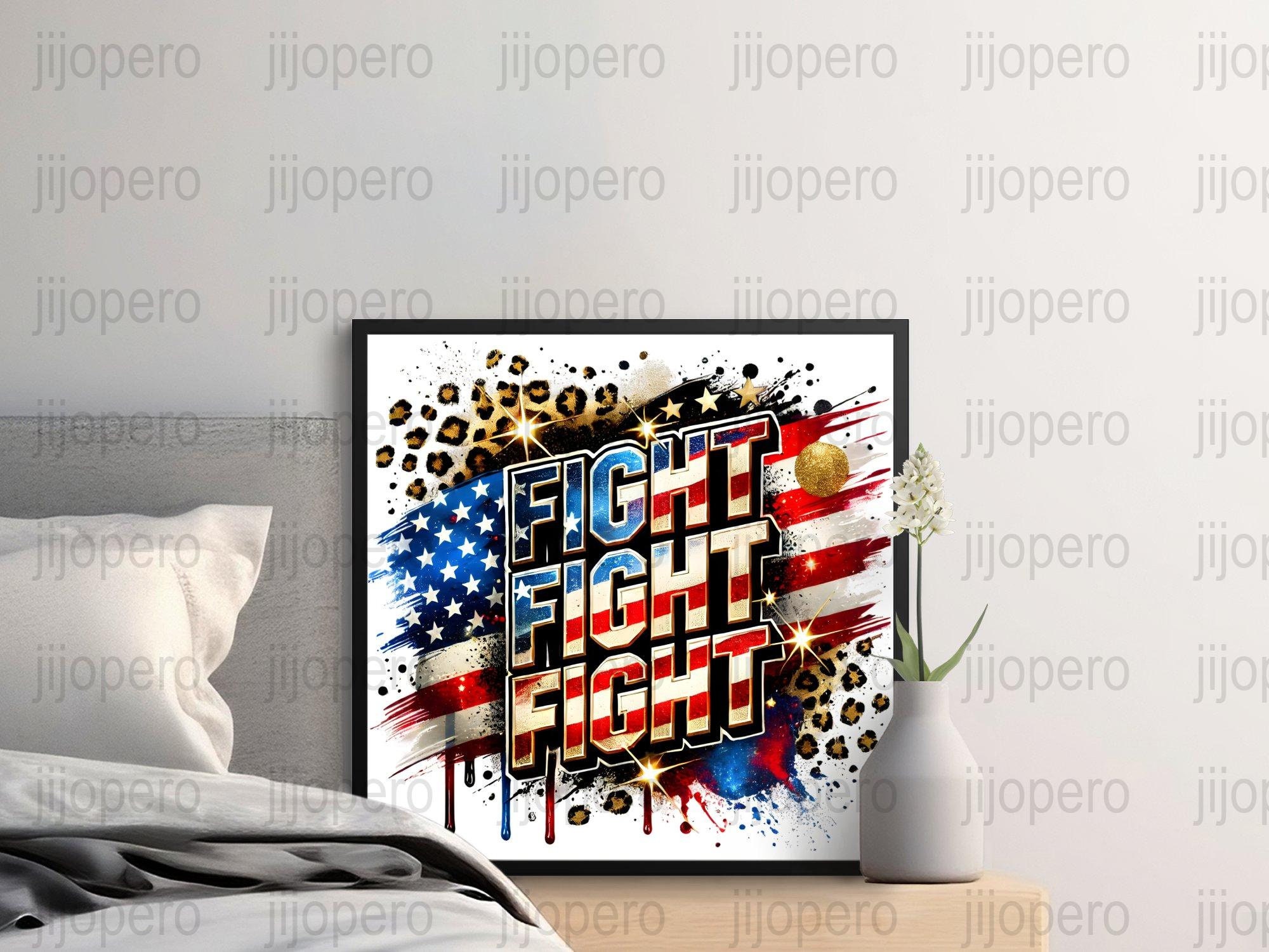 Fight Fight Fight PNG, Patriotic USA Flag Design With Stars and Glitter ...