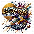 Colorful Reptile Illustration PNG, Leopard Gecko Digital Art, Reptile Clipart, Unique Animal Design, Artistic Lizard Graphic Download product logo