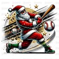 Baseball Santa Claus PNG, Santa Claus Clipart, Christmas Sports Illustration, Santa Swinging Baseball Bat, Holiday Digital Download product logo