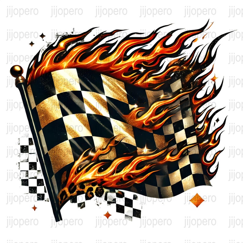 Flaming Race Car Checkered Flag PNG, Racing Flag Clipart, Race Car