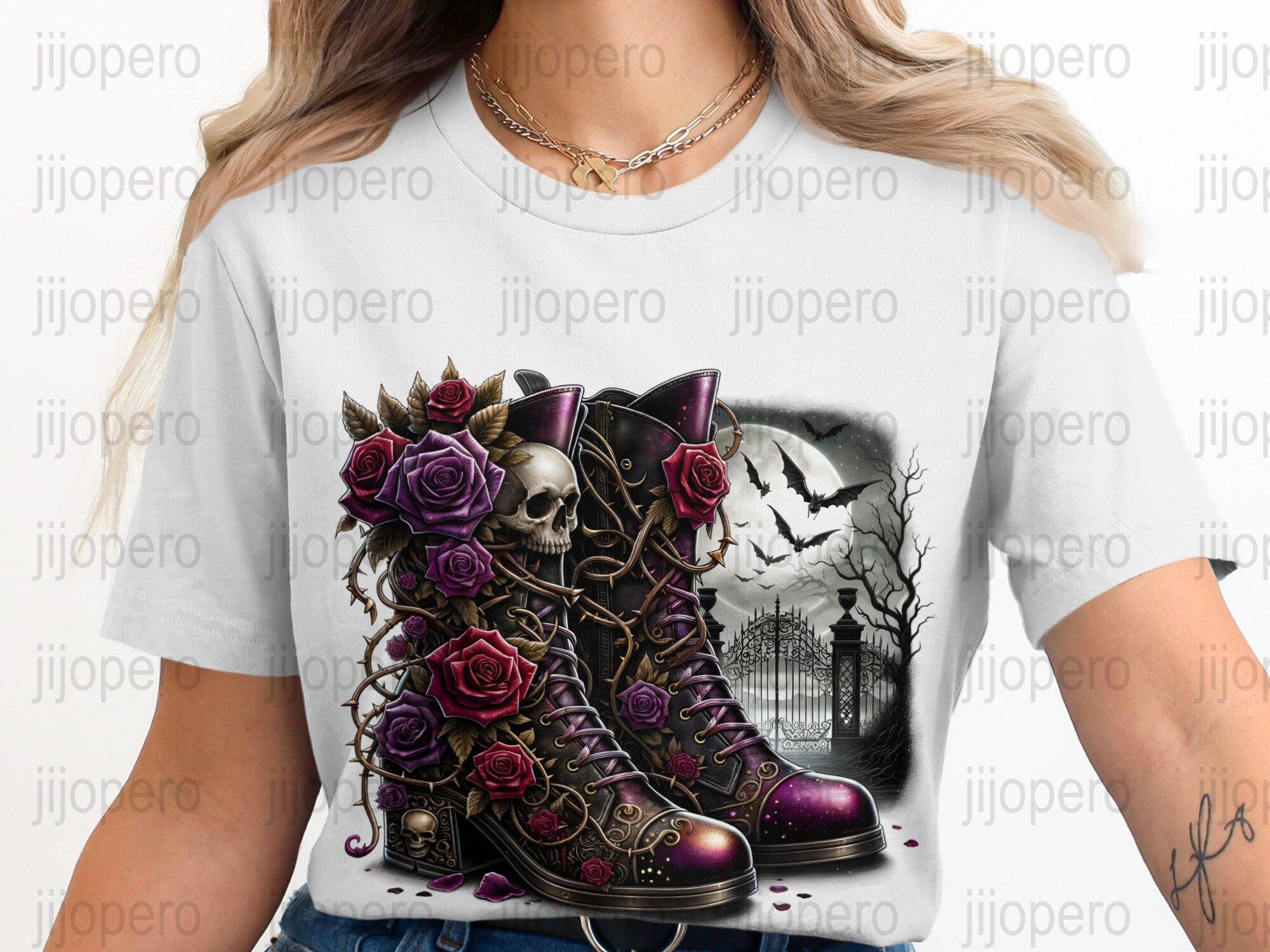 Sugar Skull Skeleton Girly Floral Rose Pattern Print Comfy Winter Boots