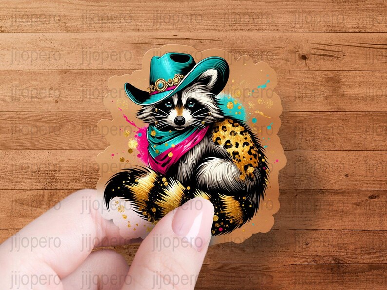 Cowboy Raccoon Digital Art PNG, Western Animal Illustration, Colorful ...