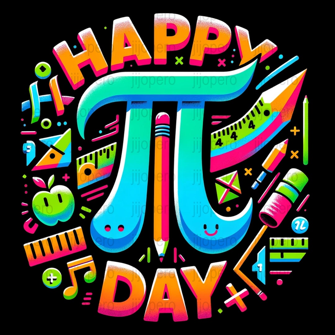 PNG Pi Day Celebration Digital Download, Happy Pi Day Colorful Art, Math Geek Printable Wall