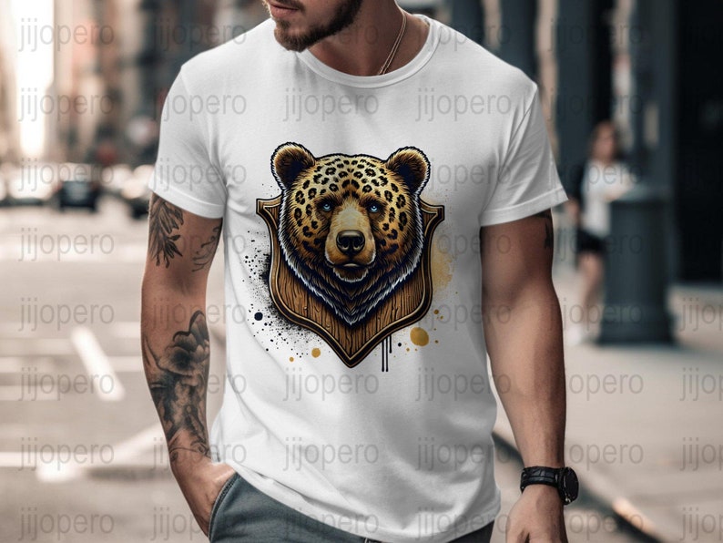 Vintage Bear Illustration PNG, Bear Head Art Printable, Wildlife Wall