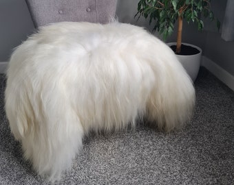 Real Ivory/Off White Icelandic Sheepskin Rug 100% Genuine Natural Pelt Very Large Various Sizes 115 - 150 cm  Ivory/ White