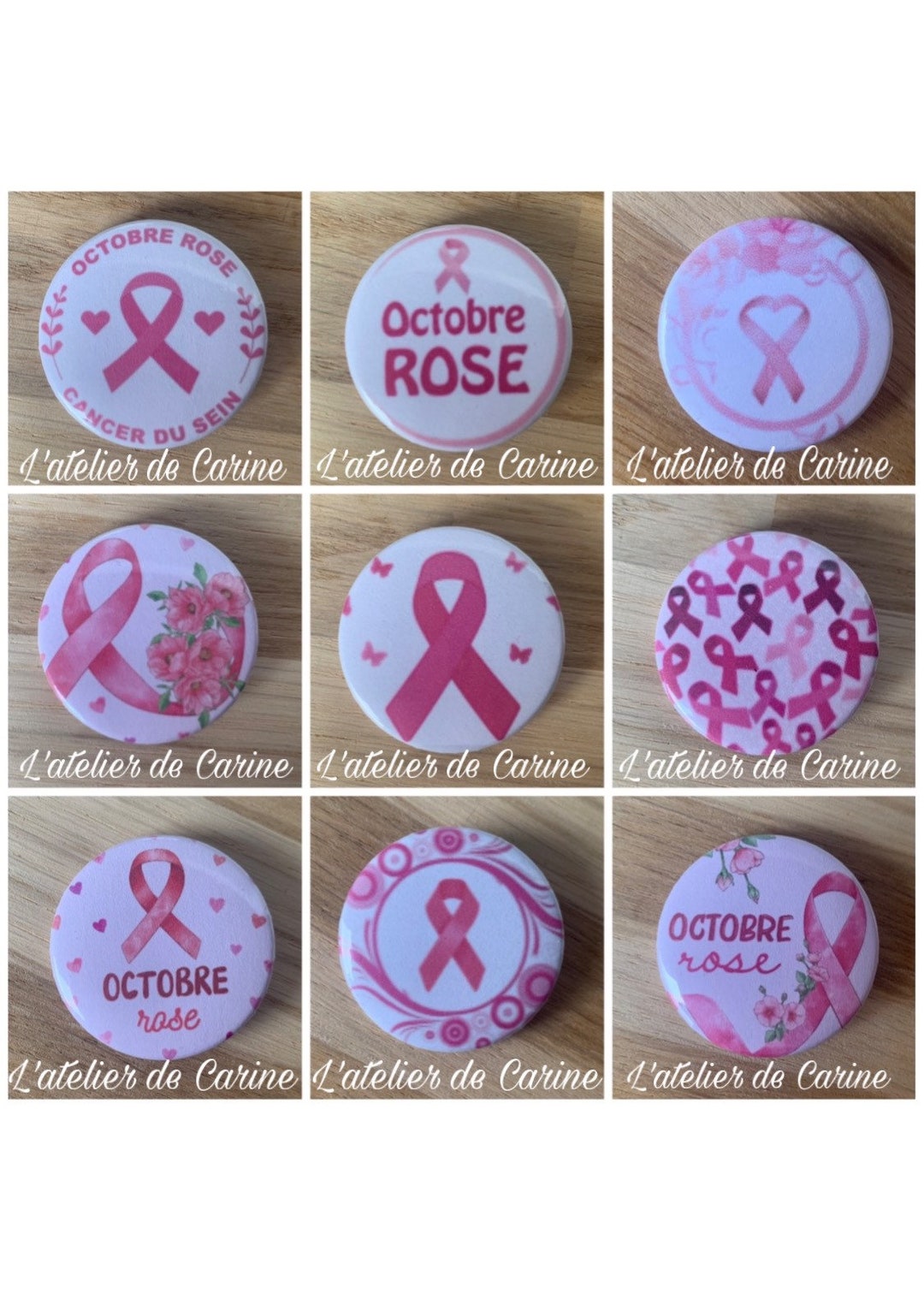 16 Pins Et Broches Octobre Rose En Français - Accessoires Sensibilisation Cancer Du Sein - 8
