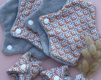 4 protectores diarios reutilizables, lavables, impermeables y ecológicos, fabricados con PUL certificado Oeko-Tex y tela de rizo de bambú.