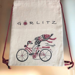 Linen backpacks souvenirs from Görlitz Rowerzysta