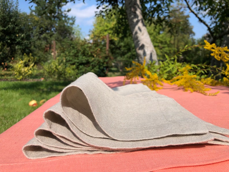 Linen napkin in natural color with transparent insert image 9