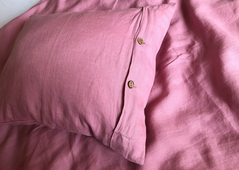 Indian pink linen bedding image 5